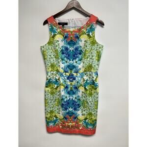 Retro Nine West Dress Womens Sz 14 Colorful Floral Church Cruise Preppy Career
